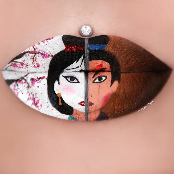 lippen schminken make up ideen party gaischa japanische motive