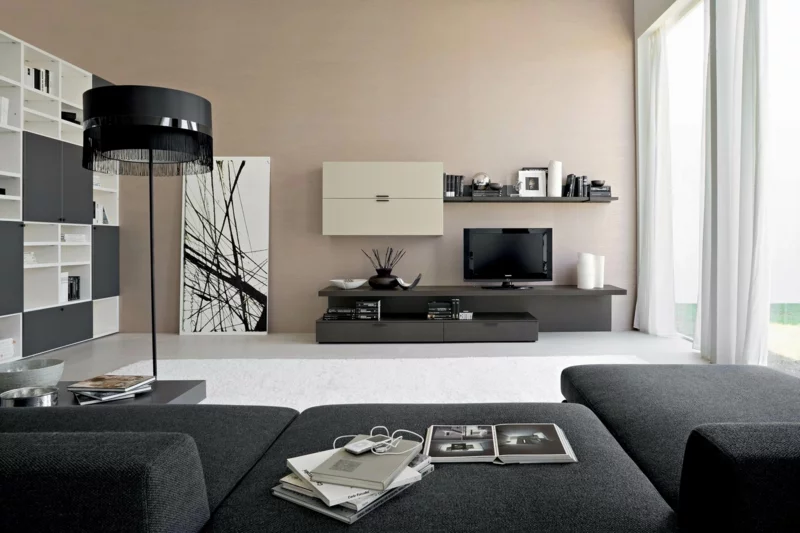 moderne Wohnwand Design praktische TV Wände