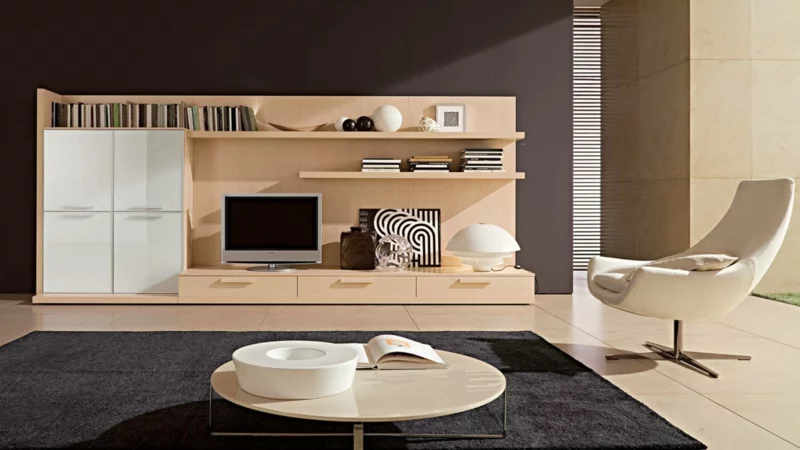 moderne Wohnwand Wohnzimmer Möbel TV Wände Holz