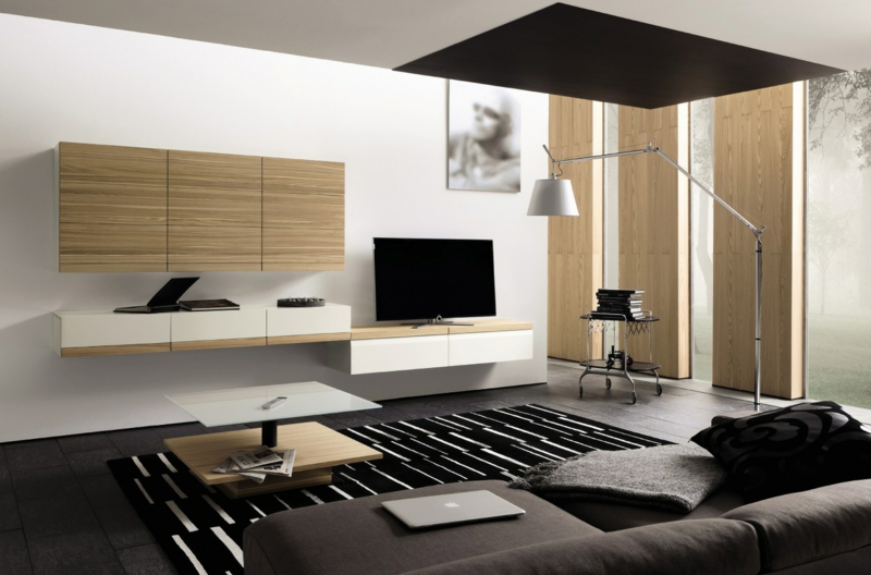 moderne Wohnwand Wohnzimmer Möbel praktische TV Wände