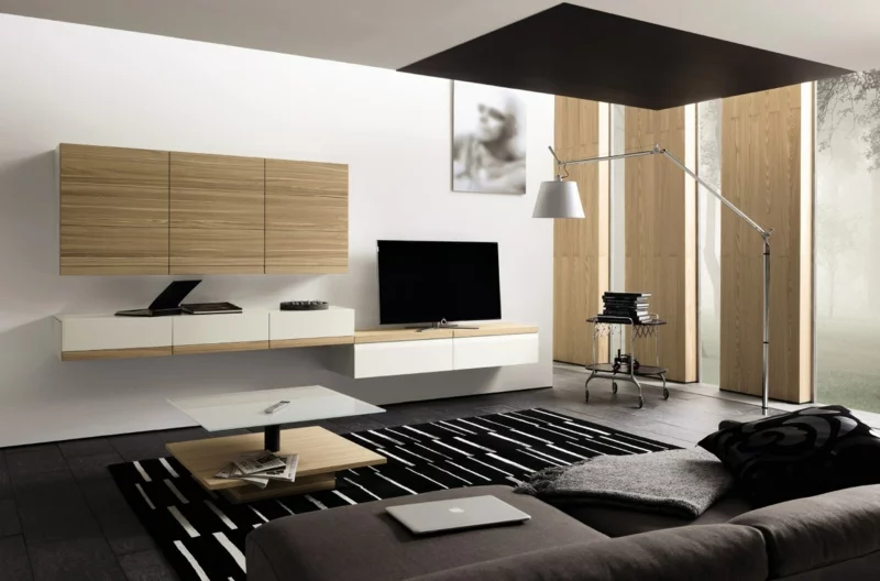 moderne Wohnwand Wohnzimmer Möbel praktische TV Wände