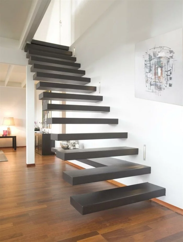moderne treppen innentreppen material schwebende treppenstufen