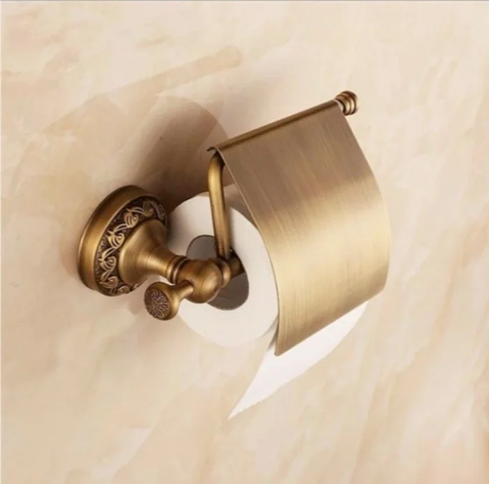 originelle Toilettenpapierhalter Badaccessoires WC Papierhalter elegantes Design aus Messing im Retro Stil 