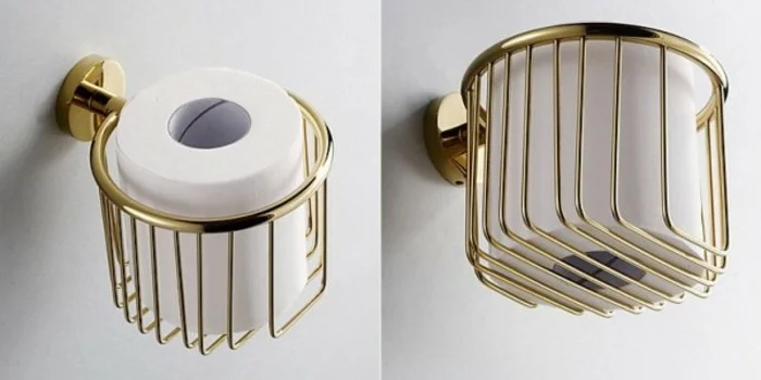 originelle Toilettenpapierhalter in Netzform goldfarben