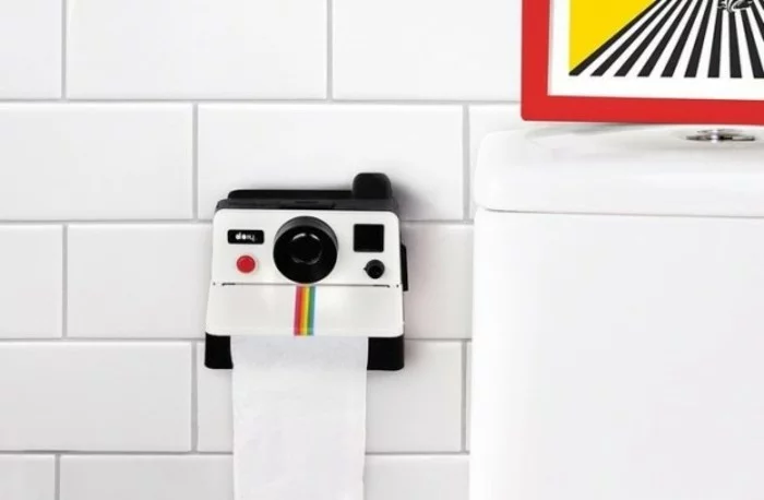 originelle Toilettenpapierhalter Kamera WC Papierhalter in Schwarz Weiß ausgefallenes Design 