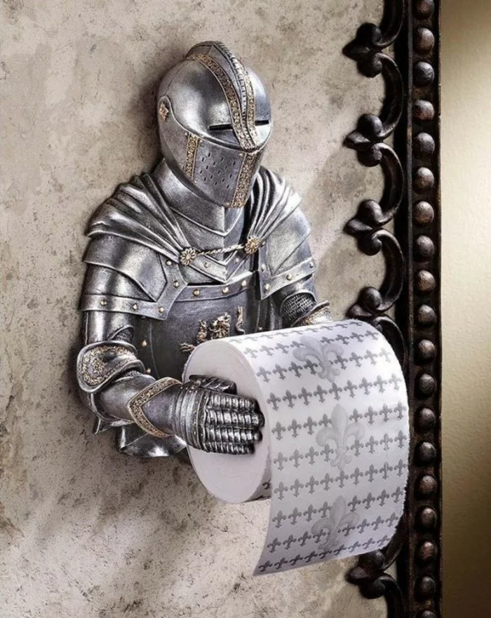 originelle Toilettenpapierhalter mittelalterlicher Ritter aus Metall WC Papierhalter