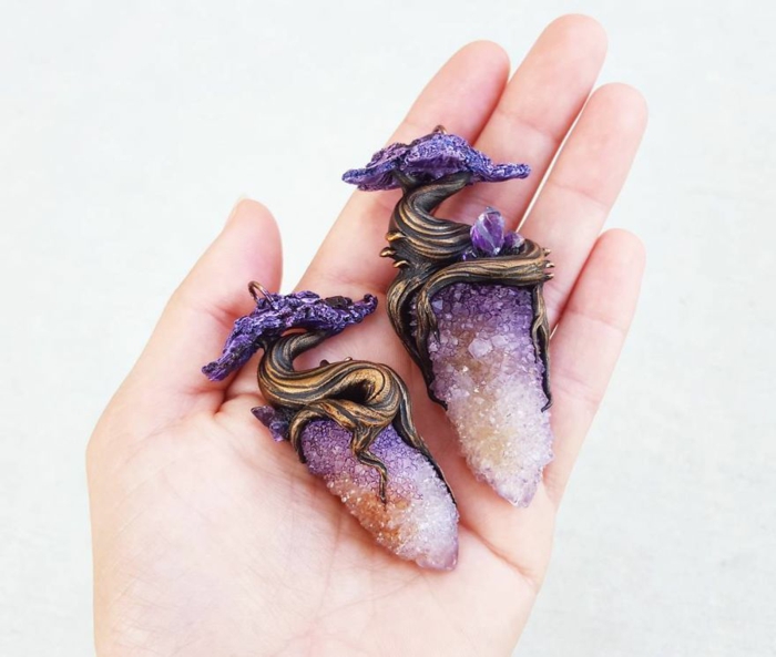 schmuck online kaufen etsy handmade schmuckstücke lila kristalle