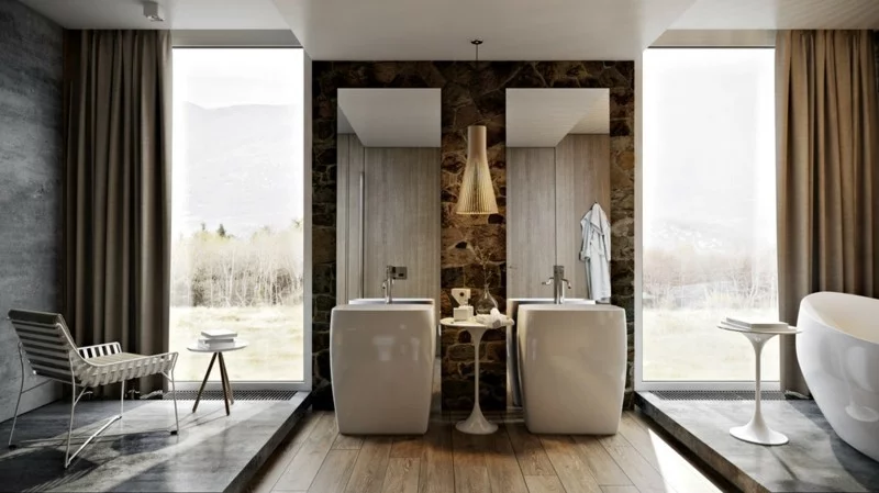 Luxus Badezimmer rustikaler Stil moderne Badeinrichtung