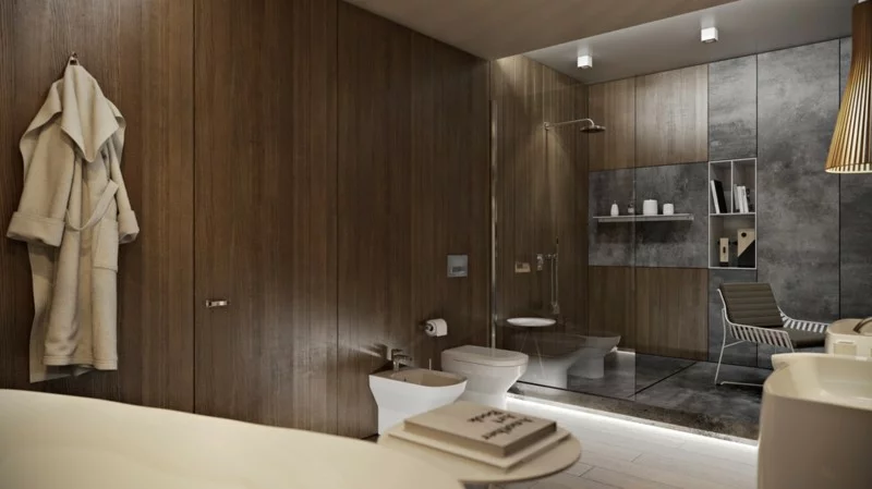 Luxus Badezimmer rustikaler Stil moderne Badeinrichtung Badewanne freistehend
