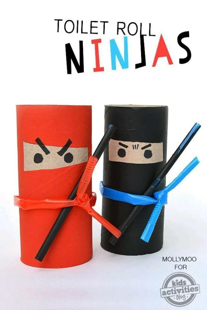  basteln mit klopapierrollen ninjas 