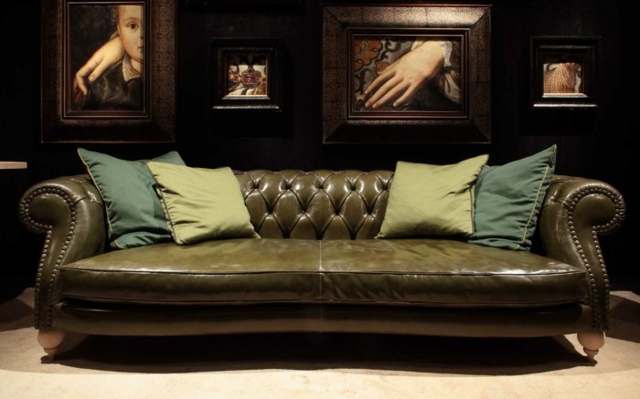 baxter sofa chester tuscany olivengrün echtleder glänzend