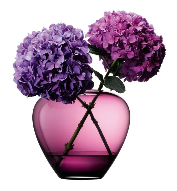 blumenvase buntes glas mundgeblasen violett hortensien lsa international