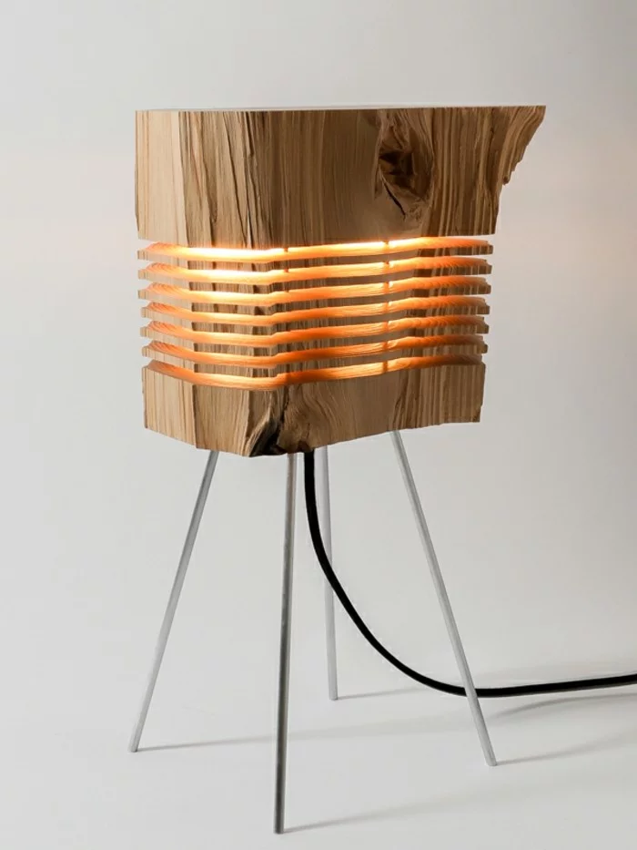 designer lampen brennholz leuchte stehleuchte naturholz