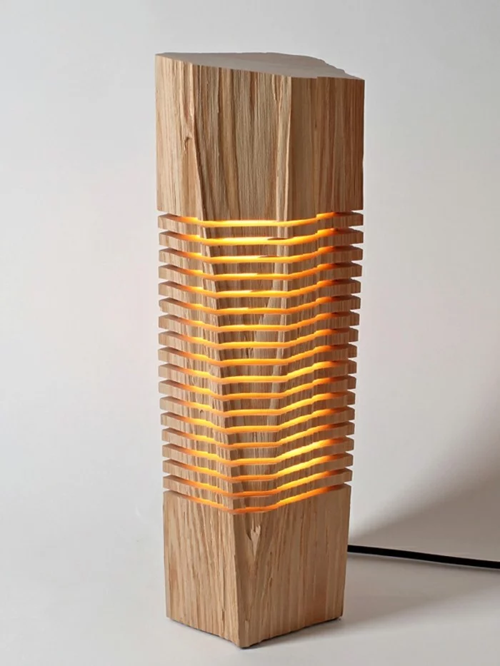 designer lampen brennholz naturholz holzklotz moderne leuchte