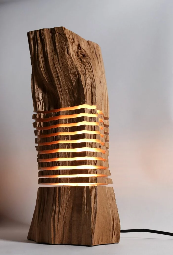 designer lampen leuchten design naturholz brennholz