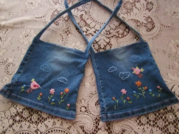 einfache bastelideen wiederverwendete jeans taschen