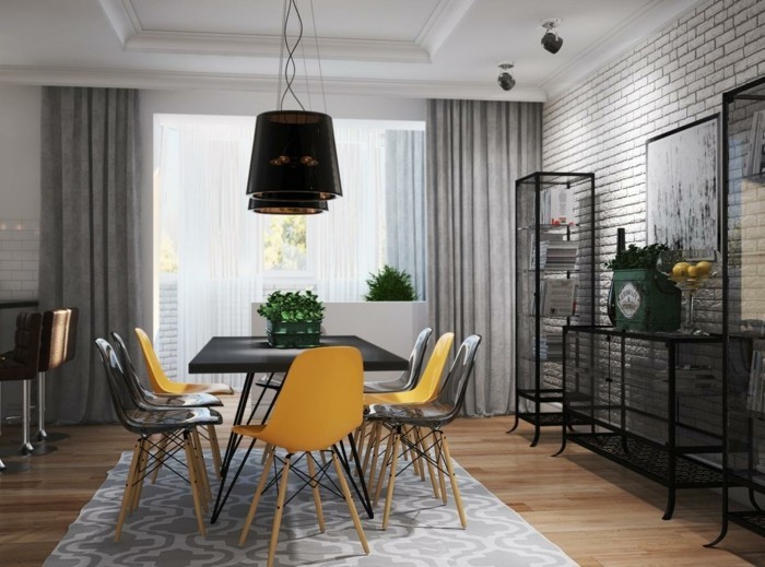 esszimmerstühle wohnideen einrichtungsbeispiele deko ideen nachhaltige mode gelb schwarz