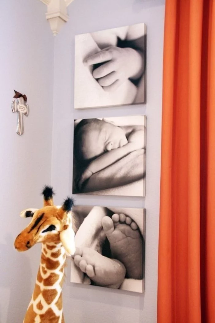 kinderzimmer deko ideen babyzimmer dekorieren orange gardinen giraffe