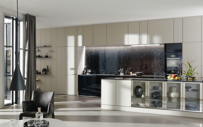küchenplanung küchen einbauküche siematic anthrazit küchenrückwand marmor
