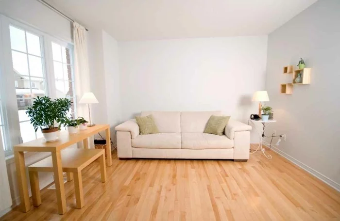 lampen wohnzimmer tischlampen sofa beige pflanzen holzboden
