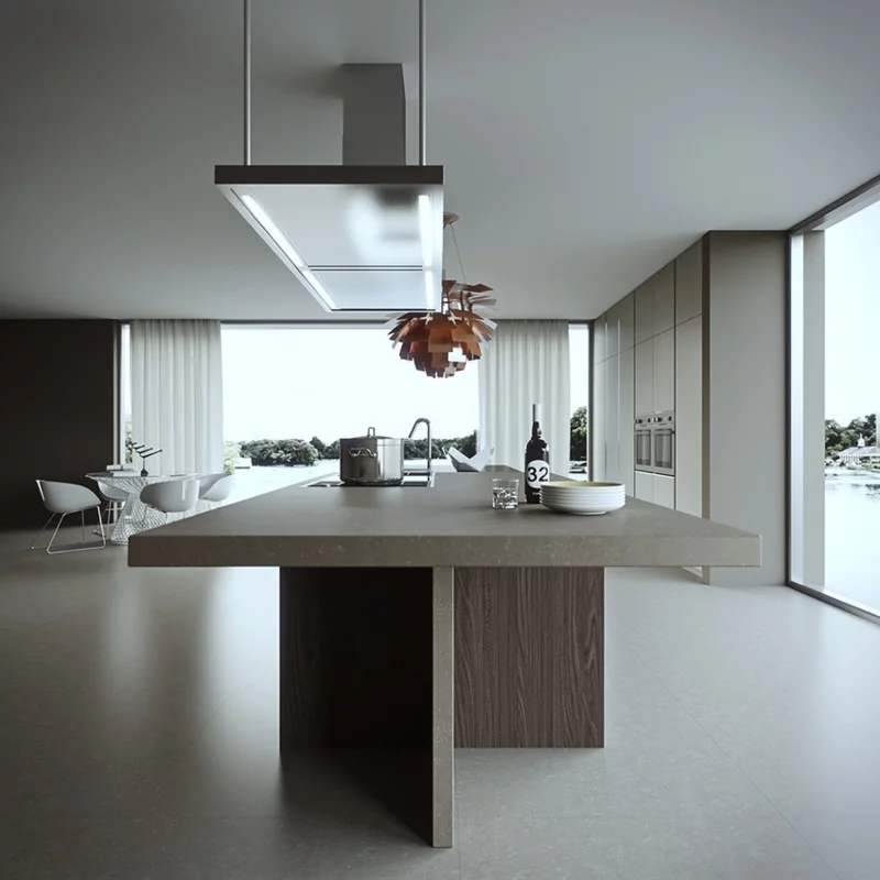 minimalistisches Küchendesign Kücheninsel Stein Kücheneinrichtung Ideen für Männer