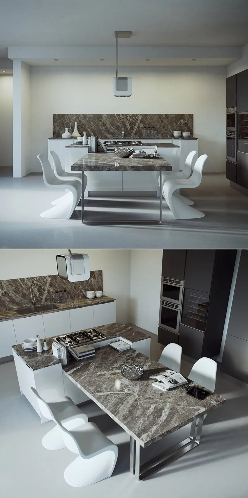 minimalistisches Küchendesign Marmor Kücheneinrichtung Ideen für Männer