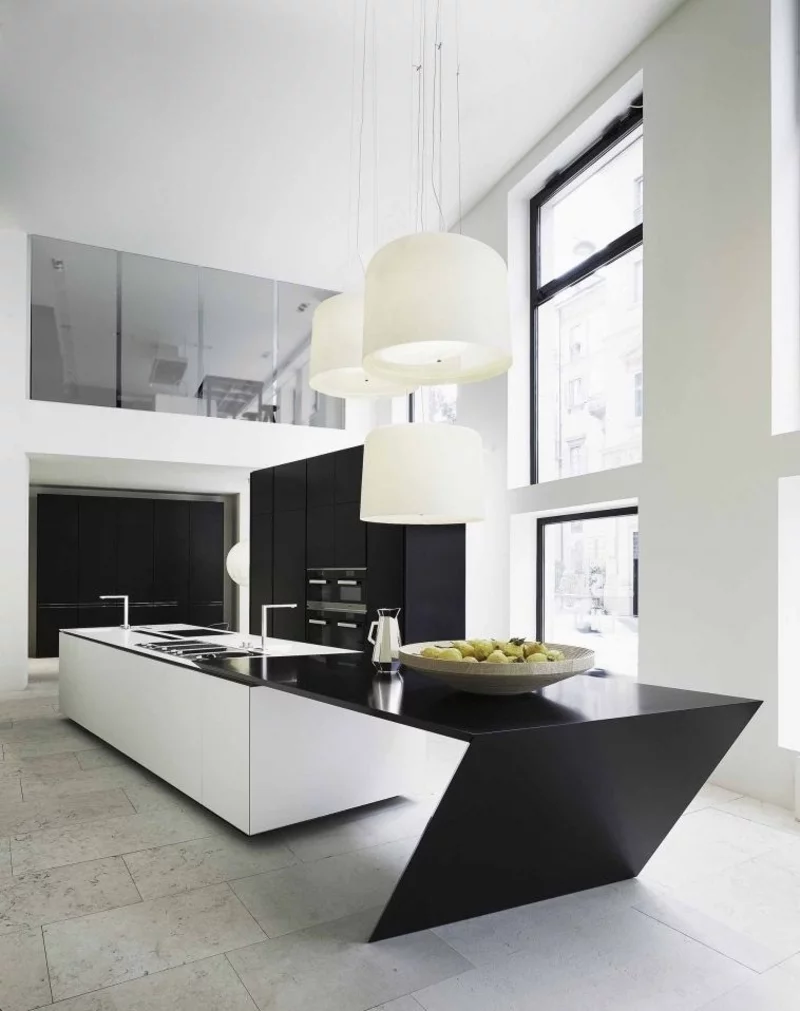 minimalistisches Küchendesign schwarz weiß Kücheneinrichtung Ideen für Männer