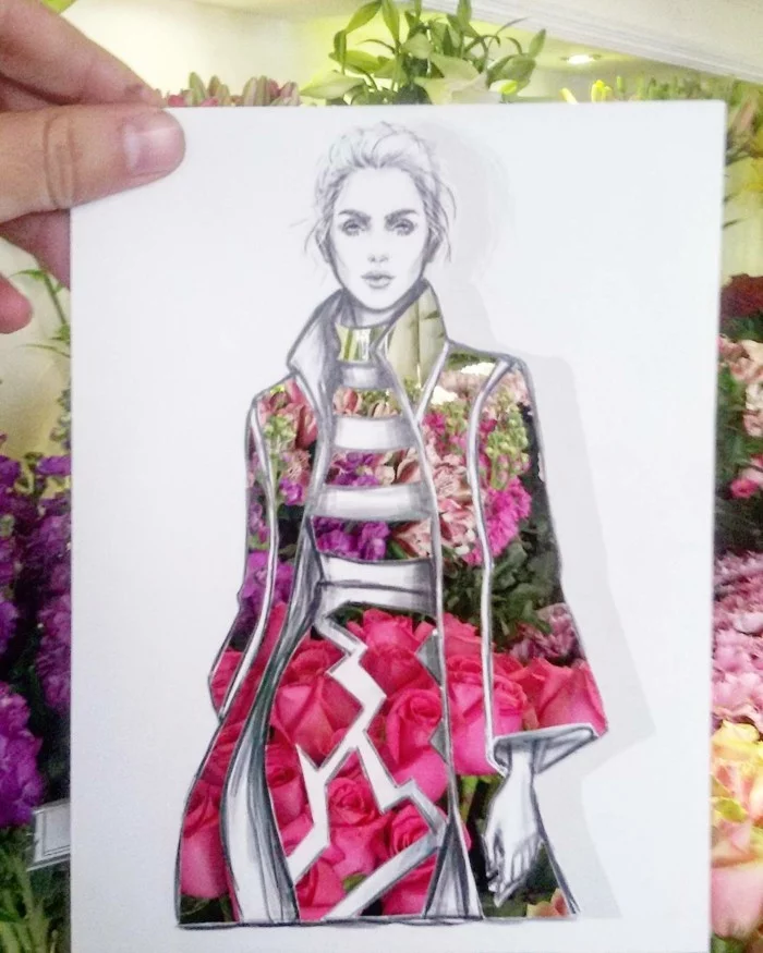 mode-zeichnen-damenmode-rosen-blumen-fashion-skizze