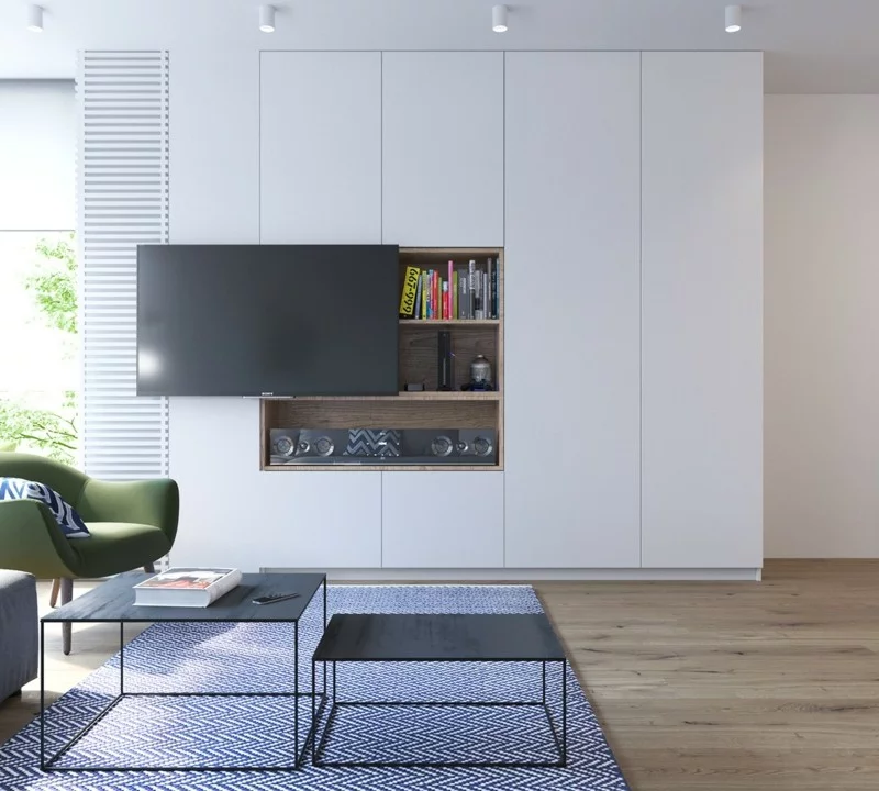 skandinavisch wohnen Wohnzimmer TV Wohnwand skandinavische Möbel