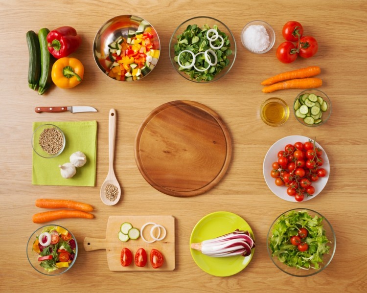 vegetarisches Essen und gesunde Ernährung Lebensmittel