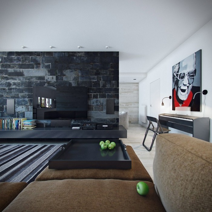 Wohneinrichtung Ideen mit Wandverkleidung aus Beton und seinen Imitationen