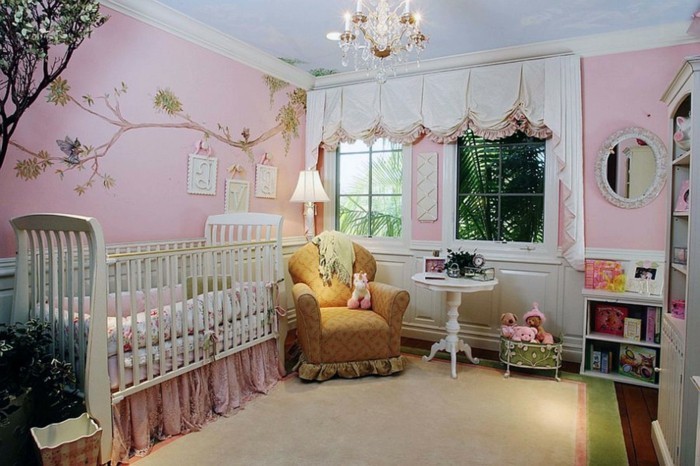 wohnideen kinderzimmer babyzimmer dekoideen hellrosa wände wandmalerei