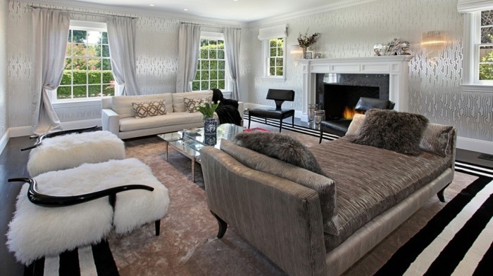 wohnideen schlafzimmer brauener teppich vintage elegant