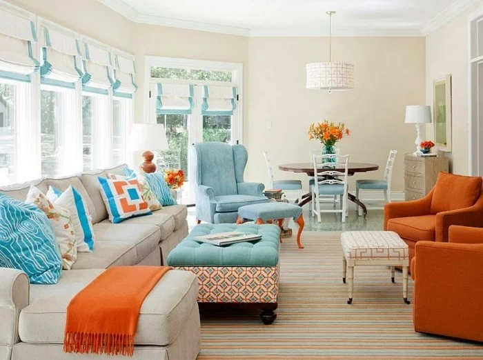 wohnungseinrichtung orangenfarbene sessel wohnzimmer ideen