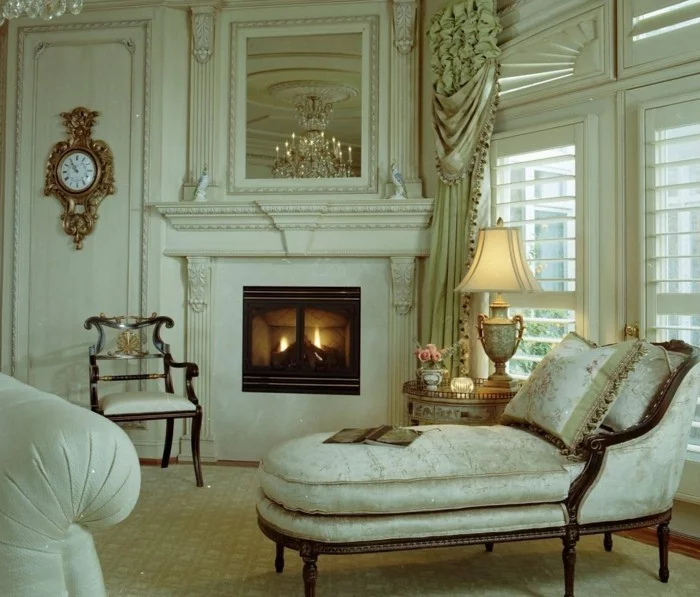 einrichtungsideen wohnzimmer vintage stil wanduhr edle möbel