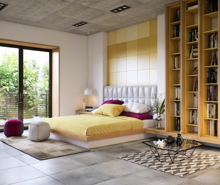 ideen für wandgestaltung schlafzimmer gestalten akzentwand lila elemente dekoideen