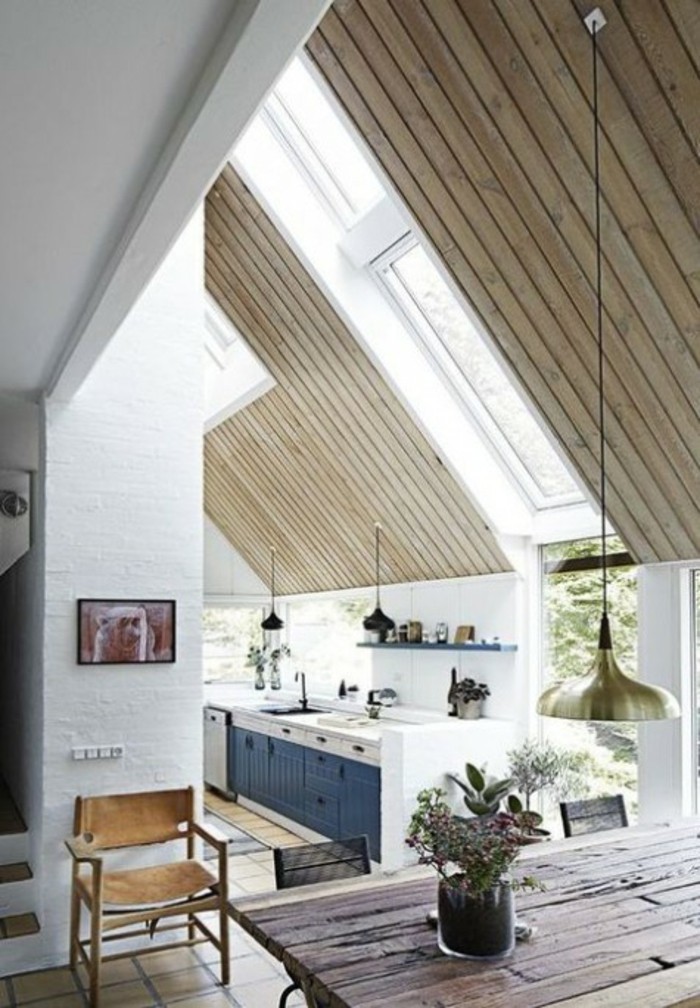 Dachgeschosswohnung kücheneinrichtung dachschräge deko ideen küche48