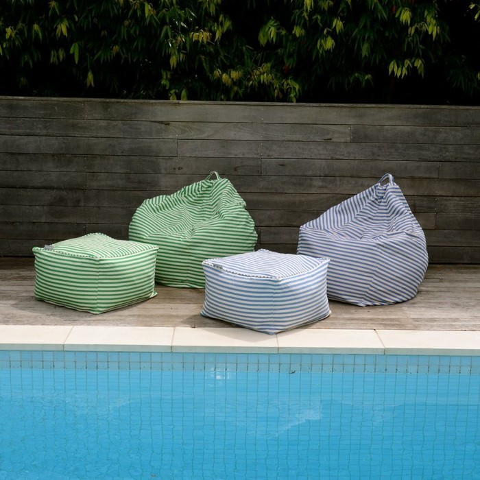 sitzsack outdoor schwimmbad design streifen farbig