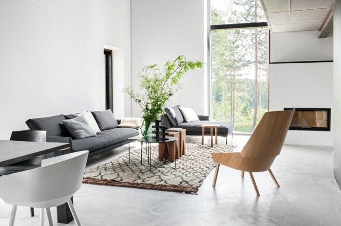 wohnung einrichten ideen skandinavisches wohnzimmer grau weiß braun