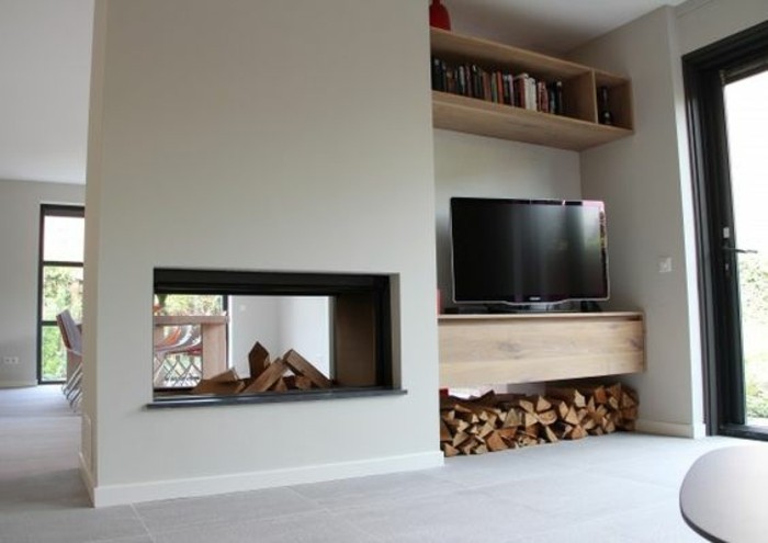 wohnzimmer kamin design praktisch tv wohnwand