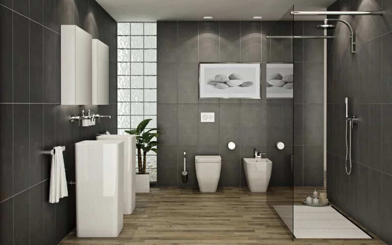 badezimmergestaltung moderne badgestaltung ideen badfliesen holzboden