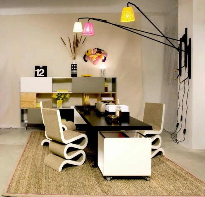 home office einrichten coole stühle sisalteppich