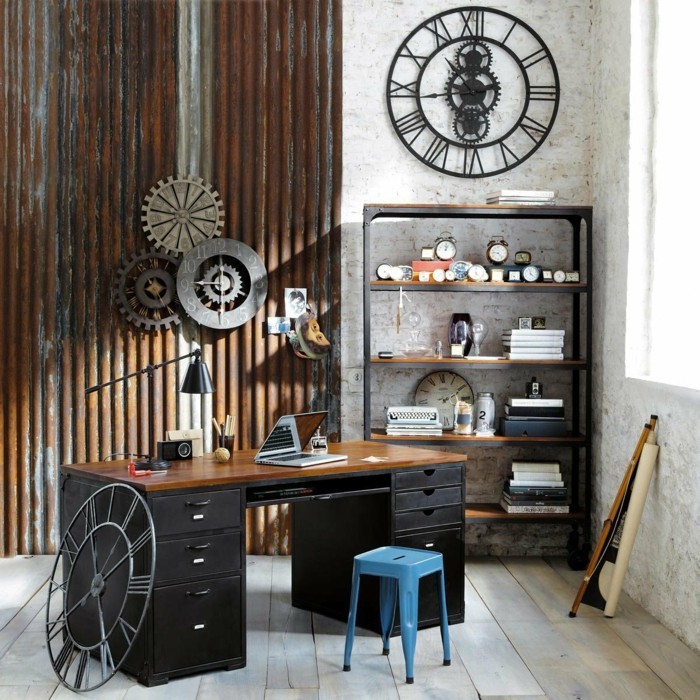 home office einrichten vintage stil schönes wanddesign