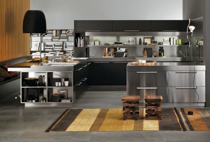 küchengestaltung italienische kuche aluminium fronten ergonomisches kuchendesign