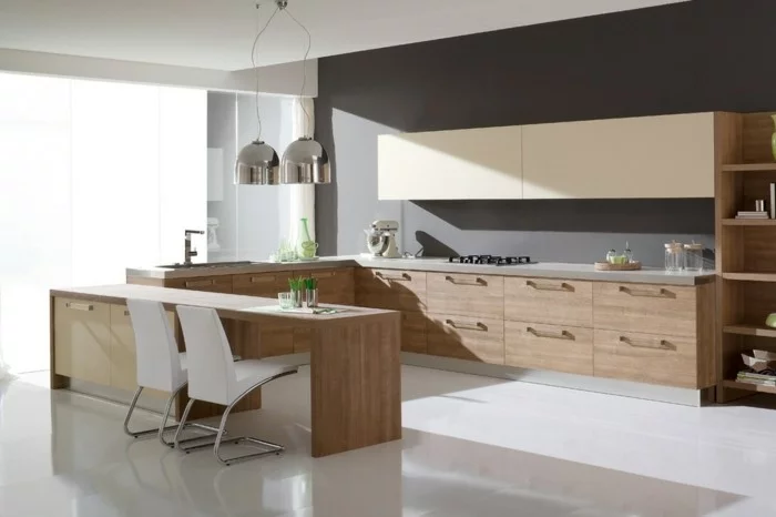 küchengestaltung italienische kuche helles holz ergonomische kucheneinrichtung kucheninsel