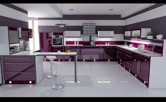 italienische kuche violette farbe hochglanz kuchenschranke