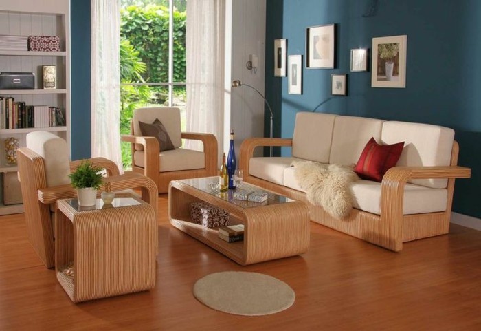 massivholzmöbel wohnzimmer einrichten ideen schöne holzmöbel grüne wände
