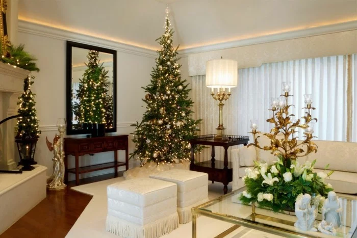 inneneinrichtung wohnzimmer weihnachten elegantes design stilvolle deko