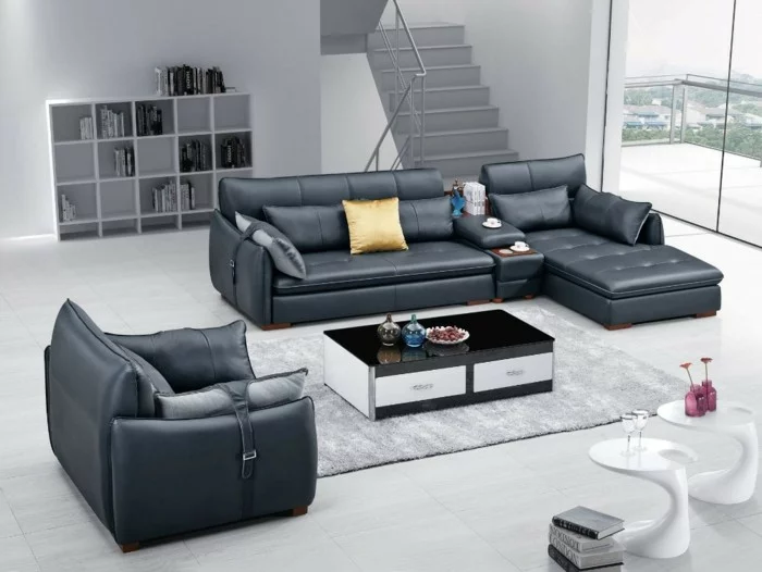 moderne sofas gepolstert ledercouch grau module