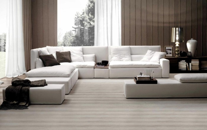 moderne sofas gepolstert weiss stoff wohnzimmer ideen